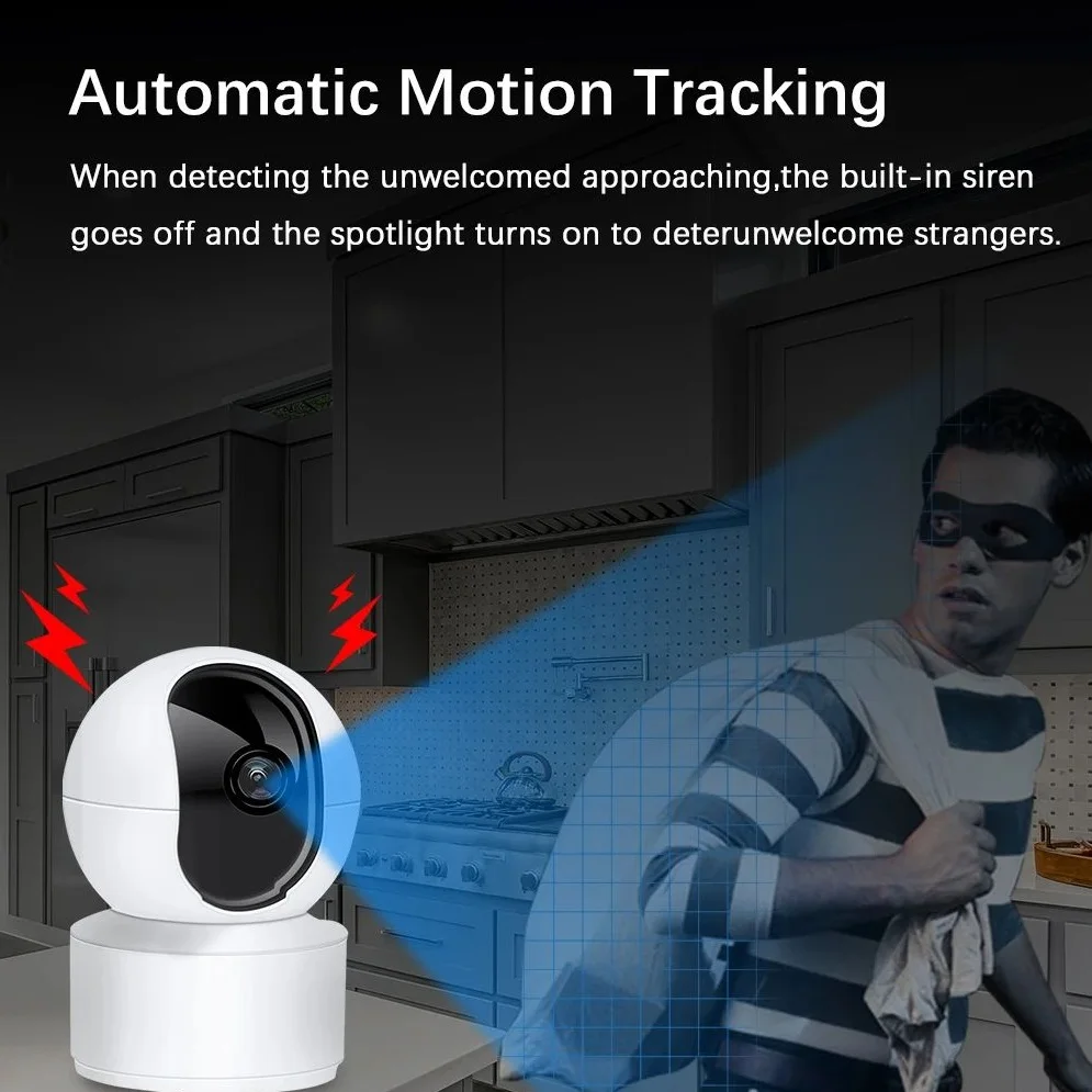 8MP 4K WiFi Security Indoor Camera 10X Digital Zoom Pan Tilt IP Camera Ai Automatic Tracking Night Vision Intercom Security 5
