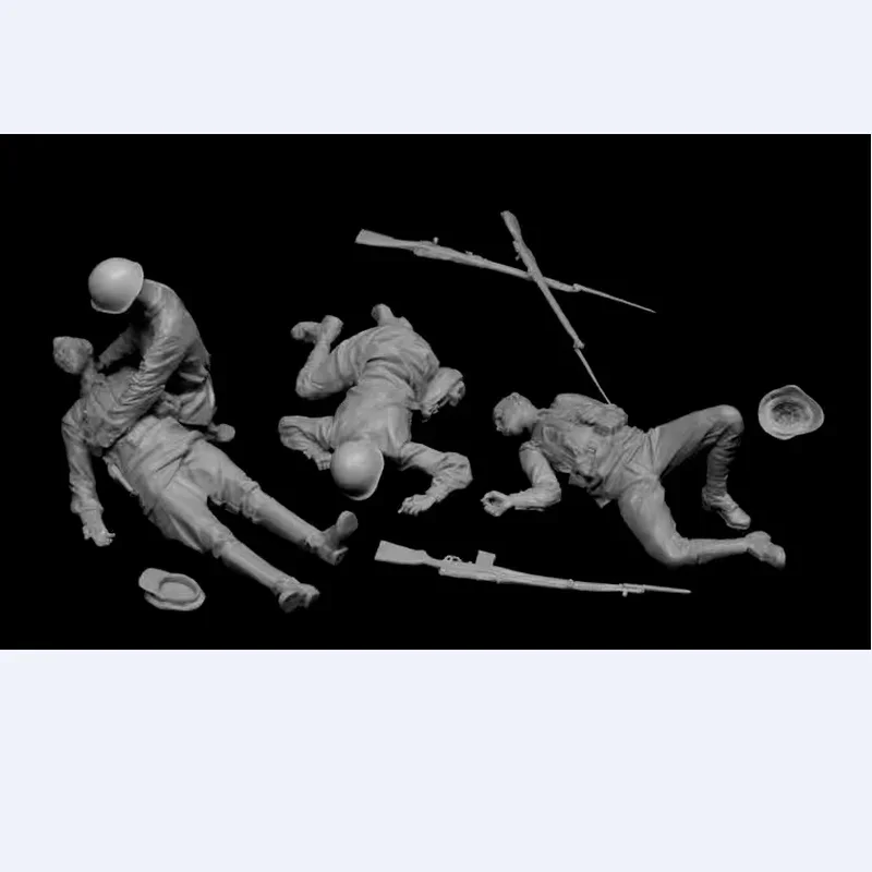 1/35 스케일 레진 피규어 캐릭터 모델 조립 키트 장면 레이아웃 부상 및 사망한 군인 4명 조립되지 않은 및 도색되지 않은 제품