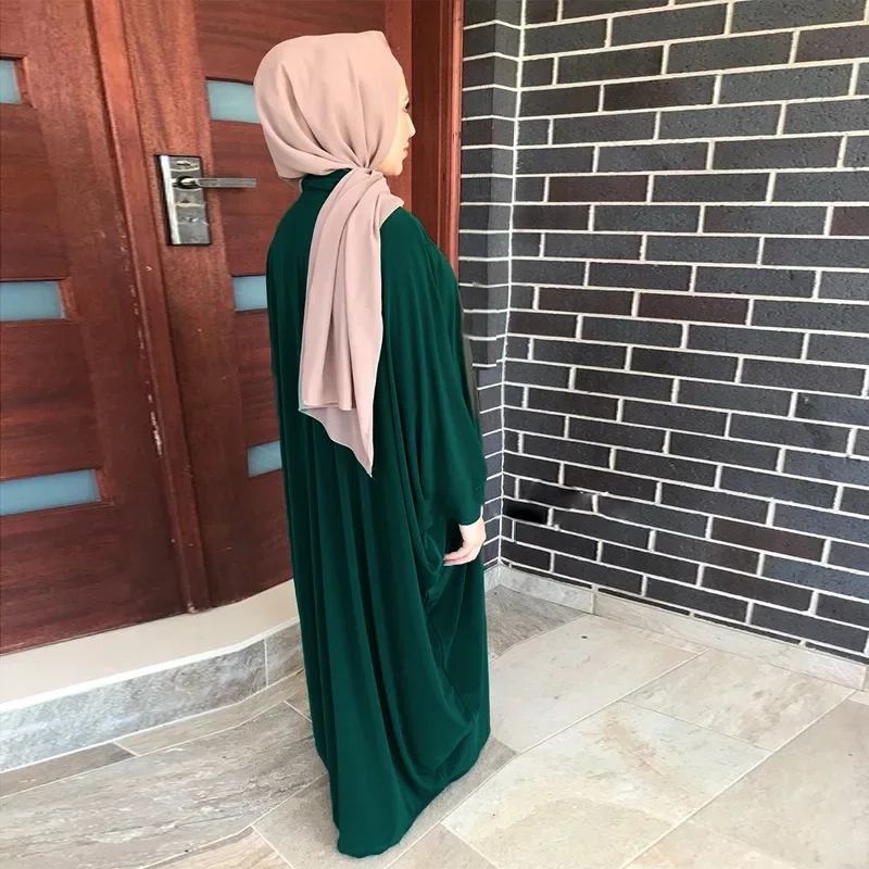 2023 Turkey Dubai Casual Muslim Abaya Femme Elegant Doll Sleeve Solid Color Dresses for Women Islamic Robe Musulman Women Dress