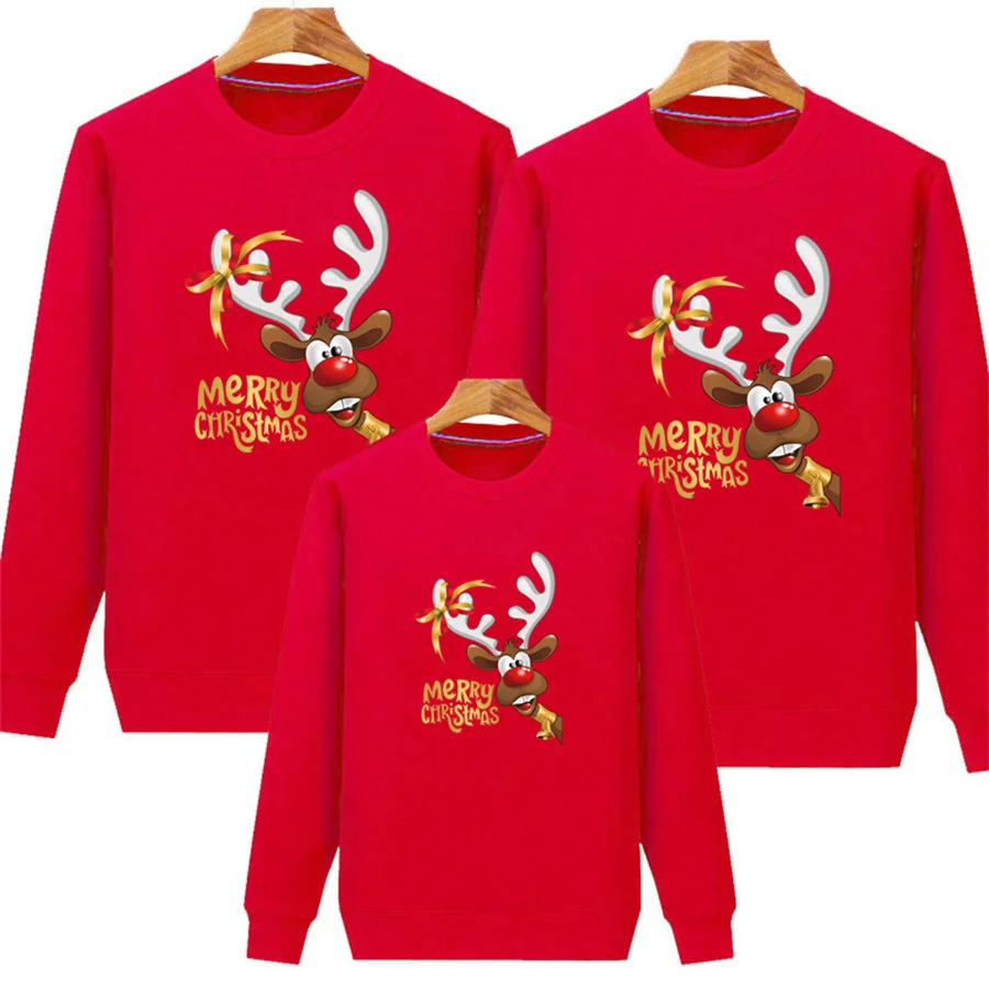 Suéteres con estampado de ciervos para la familia, atuendos navideños a juego para la familia, ropa para mamá y yo