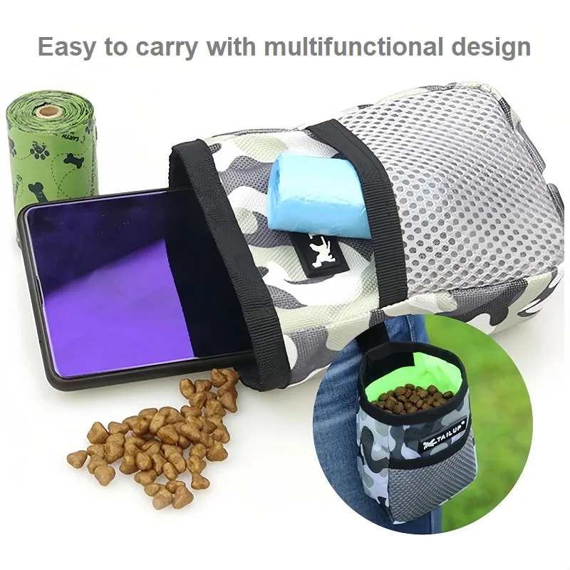 Dog Training Treat Pouch Large Opening Bag with Mesh Wall Waist Belt Clip Pocket Doggie Puppy Snack Bait Reward Storage Holder