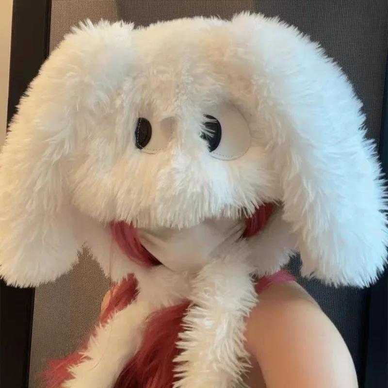 Cute Big Eyes, Puppy Ears, Plush Hat Suitable for Children's Autumn and Winter Style, Thick and Warm, with Tie Up Accessories