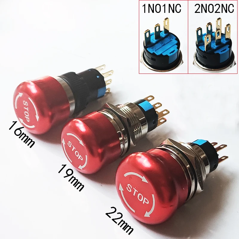 19mm メタルプッシュボタンスイッチ 非常停止 レッドノブ ロータリーロック ミニ DIY 3ピン 1NO1NC 1個 16/19/22 ミリメートル 金属アルミ緊急停止スイッチプッシュボタンスイッチラッチ NO NC 2NO 2NC ピン端子赤いキノコ停止ボタン - AliExpress  ElectronicSwitch 19mm ... 16mm 金属アルミニウム 緊急停止スイッチ ラッチング 1NO 1NC ピン 赤 マッシュルーム 停止ボタン