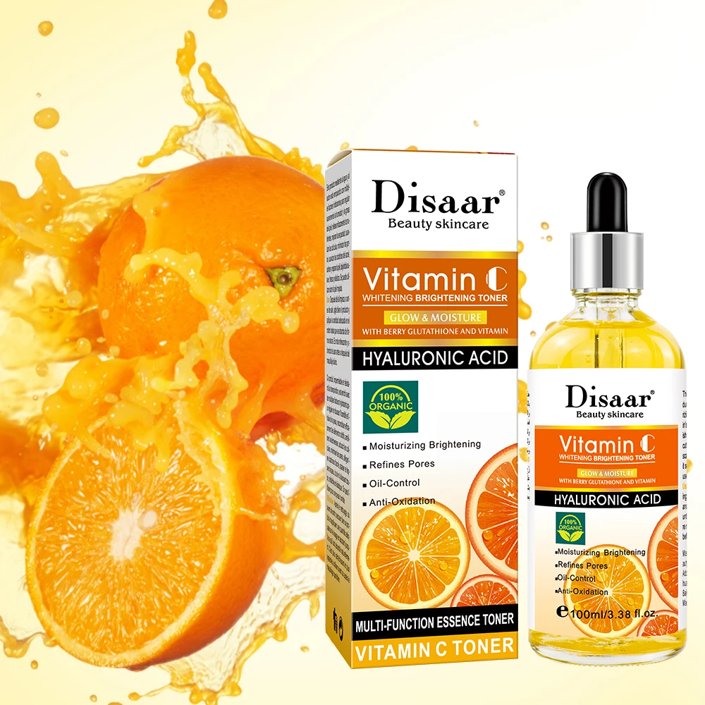Disaar Vitamin C 100ml Face Toner Long Lasting Moisturizing Lighten Hyaluronic Acid Facial Essence
