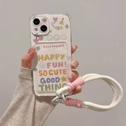 Creative Card Holder Phone Case with Hand Rope - Cute and Functional Design for Galaxy S23 Ultra (ClearL2461)