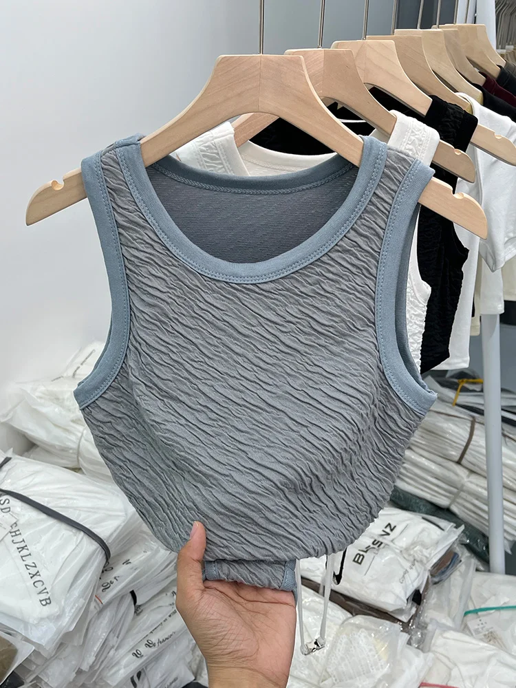 

Women Vintage Crop Top Sleeveless Vest Y2k Grey Camis Tank Tops Fashion Harajuku Casual Summer 90s Sexy Camisole 2023 Clothes