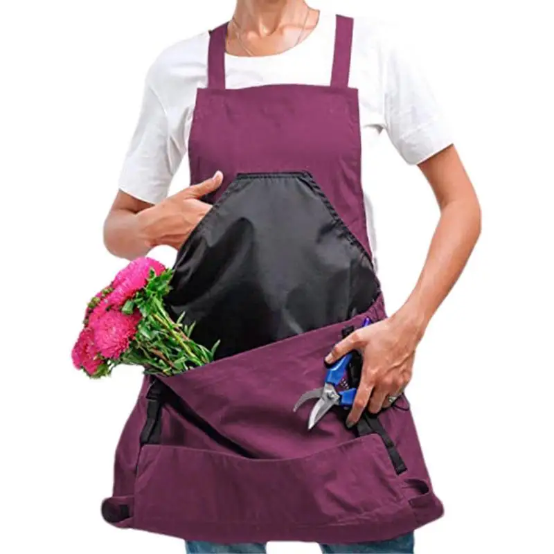 

Полотняный фартук для сбора урожая фруктов, глубокий карман, фартук для сбора овощей с регулируемыми ремнями и двойными зажимами