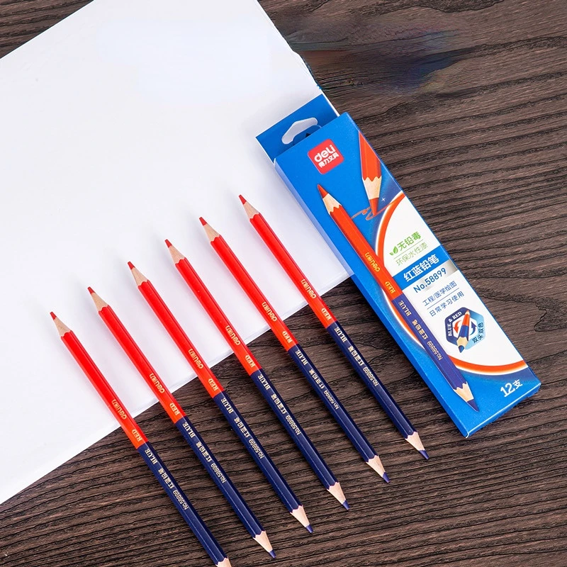 PATIKIL Red And Blue Hexagon Pencils, 12 Pack HB Graphite Pencils Wood Pencils Double-Ended Pencil For Classroom Office Engineering Marking
