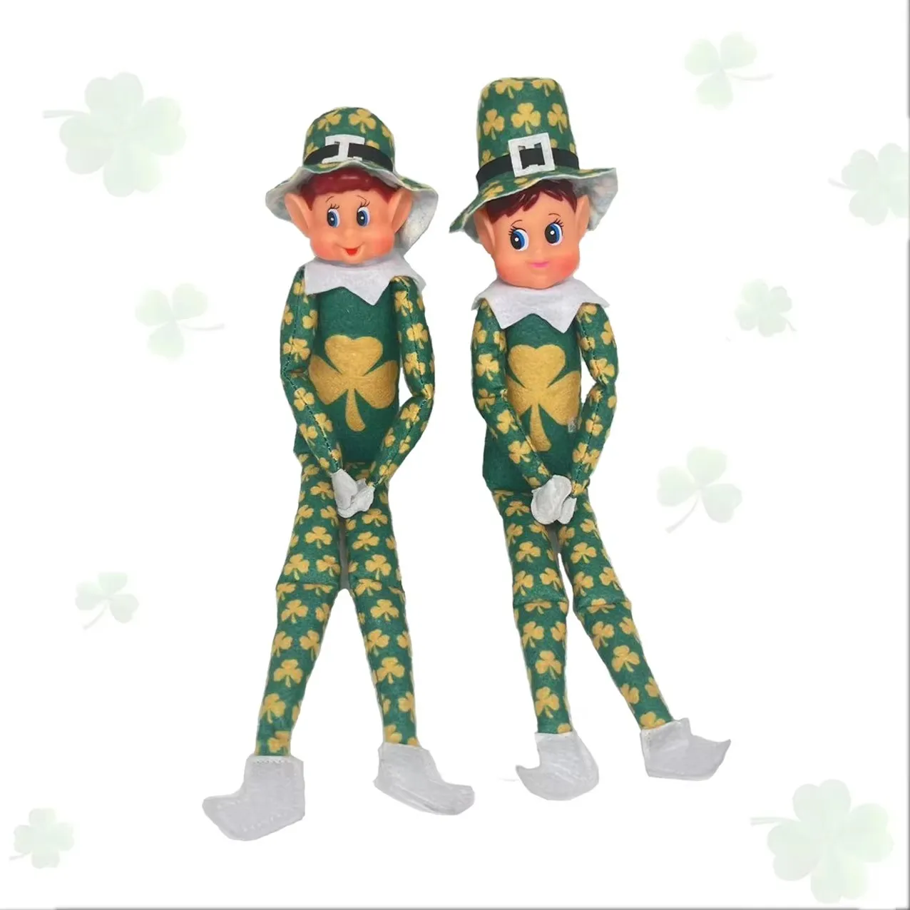 Christmas Decorations 35CM Irish Festivals Green Lucky Clover Christmas Elf Doll Boy and Girl Ornament Gift Christmas Decoration FestivalsGift