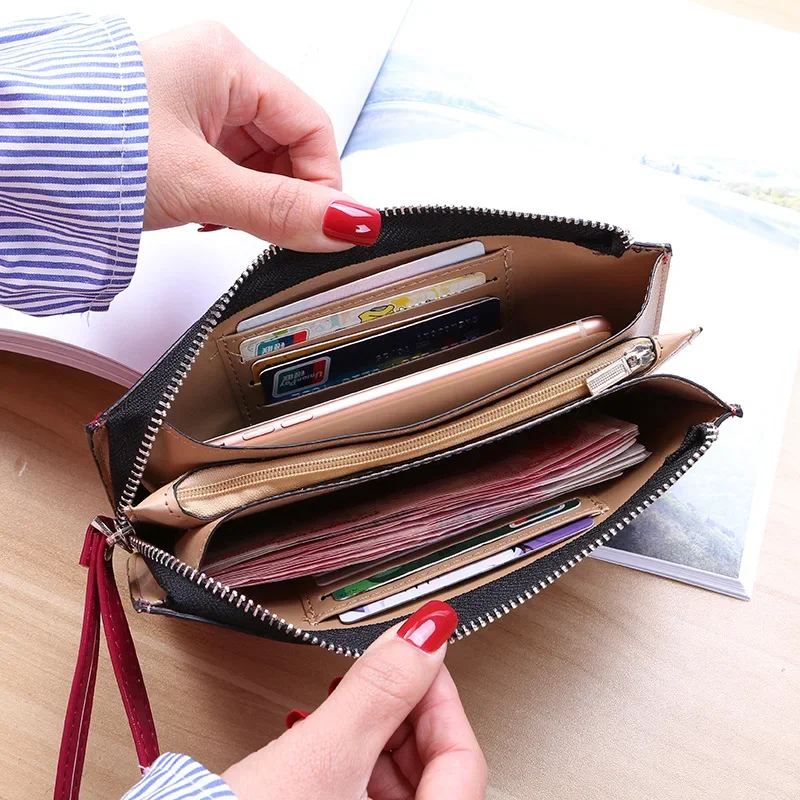 Women Office Lady PU Leather Long Purse Clutch Zipper Business Wallet Bag Card Holder Big Capacity Wallet