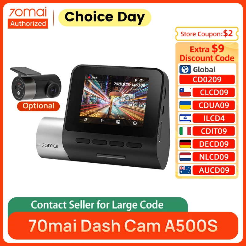 70mai A500S Dash Cam Pro Plus+ 1944P 140FOV 70mai Car DVR Support