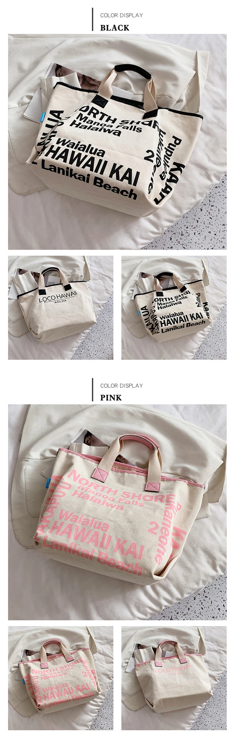 Heißer Verkauf frauen Brief Drucken Leinwand Umhängetasche Lagerung Handtasche Weibliche Trendy Große Kapazität Einfache Literatur Kunst Tote – Detail 5