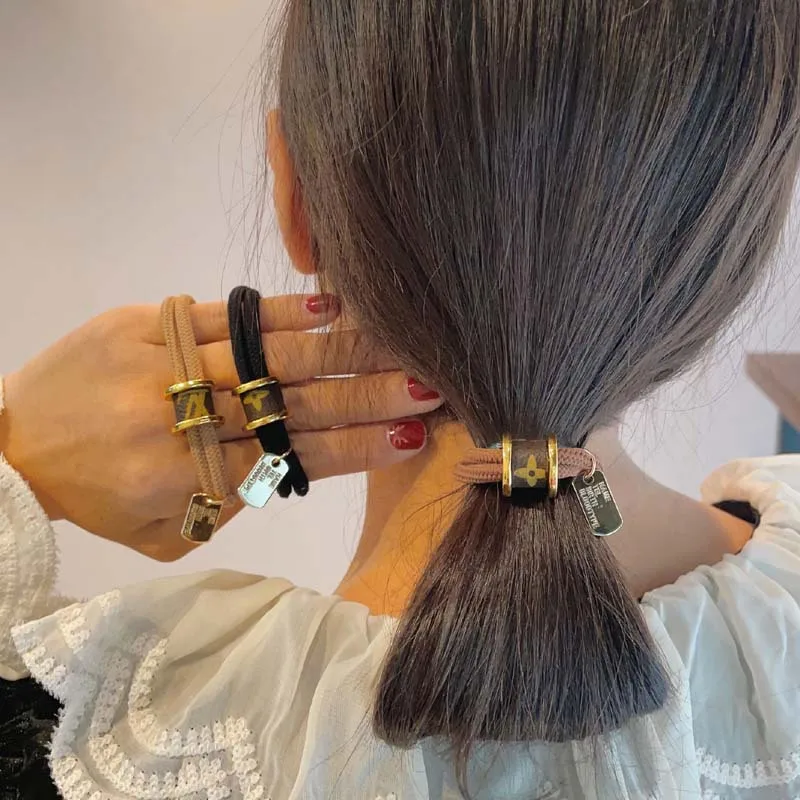 

Metal Ring Pendant Hair Rope Girl High Elastic Rubber Band Low Horse Tail Fixed Hair Bands Bracelet Head Rope Fashion Headwear