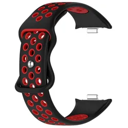 Breathable Silicone Strap Wristband Accessory for Mi Badn 9 Pro (Black Red)