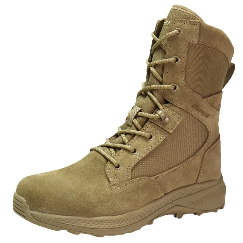 

Hugo New Plus Size Men's Army Boots Tactical Marine Boots Mid Top Desert Boots Hiking Mountain Camping Outdoor Shoes