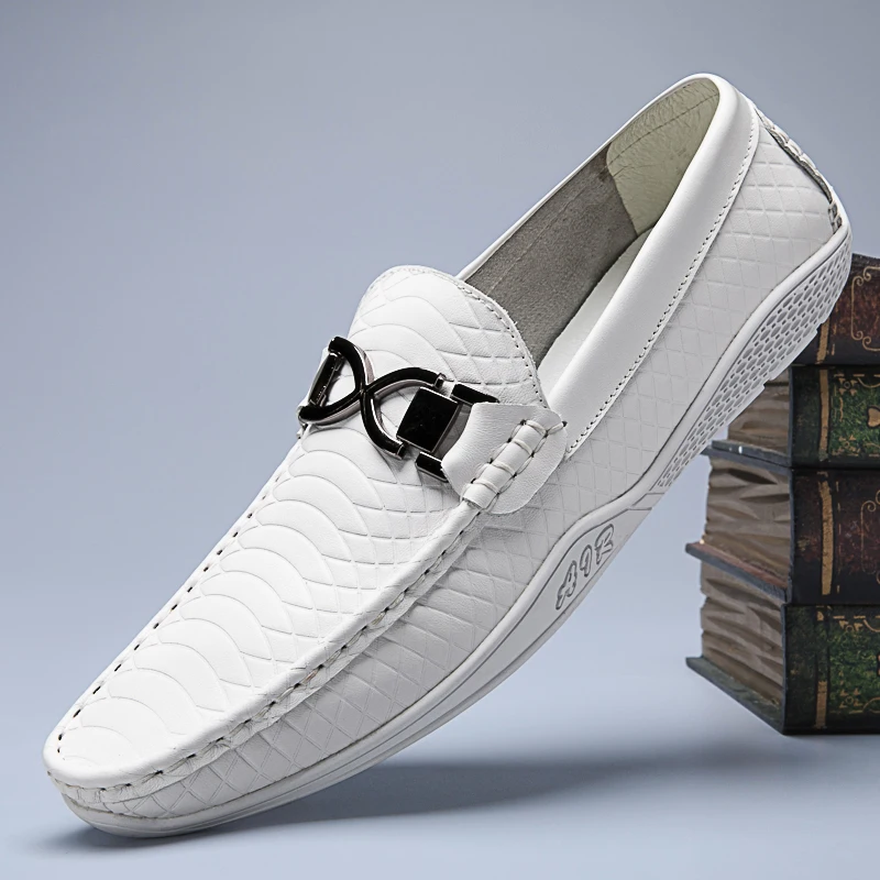 Scarpe Da Uomo Bianche Casual In Vera Pelle Slip On Mocassini Da Uomo In Morbida Pelle Di Mucca Calzature Maschili Di Marca Calzature Da Guida Apparta