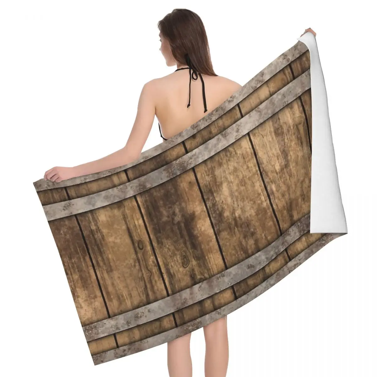 

Rustic Wooden Barrel Barnhouse Planks Background 80x130cm Bath Towel Skin-friendly For School Personalised Pattern