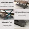 Coffee Table with Storage,Industrial Wood Metal 2 Tier Center Living Room Table with Mesh Shelf 6