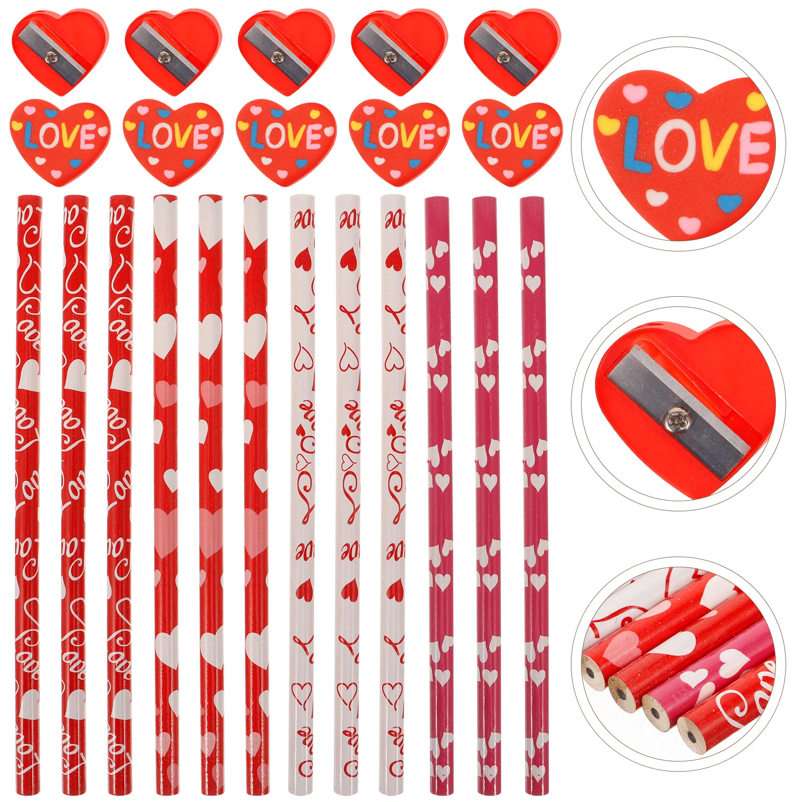 

Heart Shaped Erasers Valentine's Day Pencil Lead Pencils Valentines Gifts for Kids