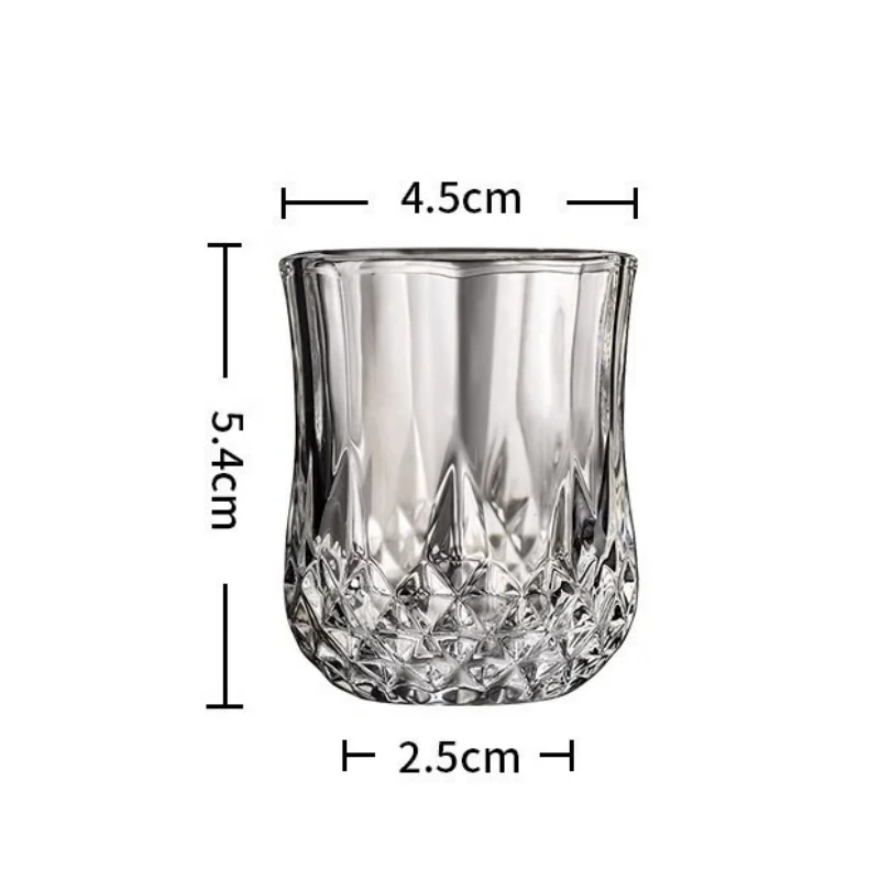 Glass Whiskey Cup 50ml Vintage Diamond Pattern