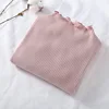 Autumn Girl Baby Floral Dot Long Sleeves Bottoming Shirt Children Ribbed Ruffle Thin T-shirt Kid Cotton Solid Thin Casual Tees 6