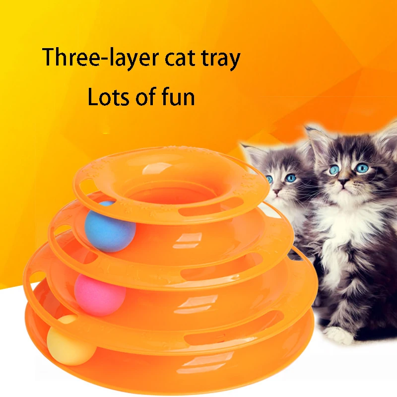 

Interactive Tower Cat Toy Turntable Roller Balls Toys for Cats Kitten Teaser Puzzle Track Toy Pets Training Supplies Accessories