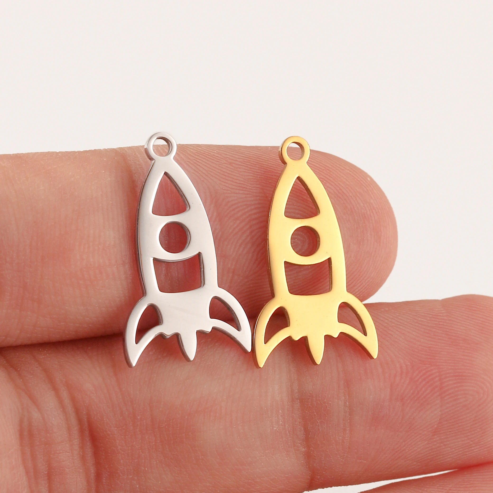 5 Stück Zauberwürfel/Kreuz/Raumrakete/Boxhandschuh Charms Edelstahl Dinosaurier Punk Anhänger Handwerk DIY Halskette Schmuckherstellung – Detail 13