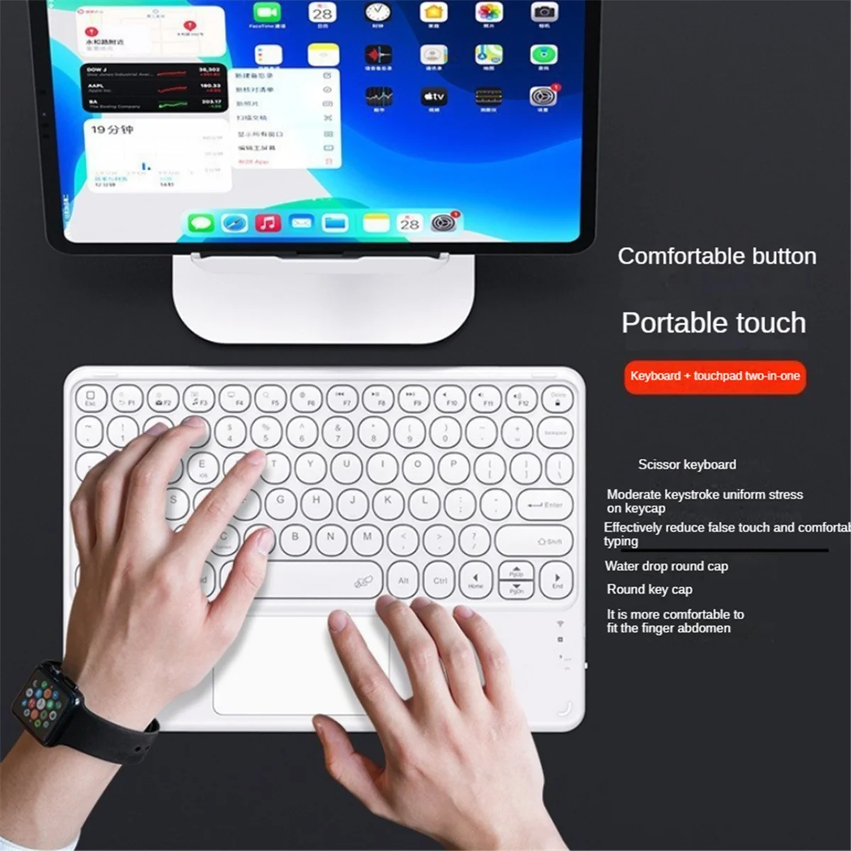 A10I 무선 블루투스 키보드 미니 78 키 게임용 사무실 충전식 키보드 터치 패드 패드 PC 태블릿 블랙