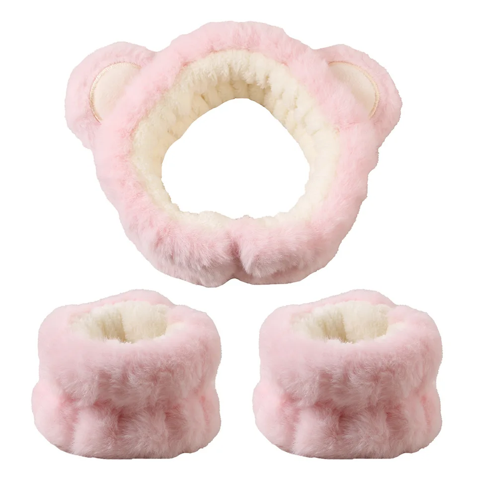 Tihebax Set 6 Pezzi Cura Della Pelle Con Rana: 2 Fasce Per Capelli + 4 Braccialetti In Microfibra - Verde Rana