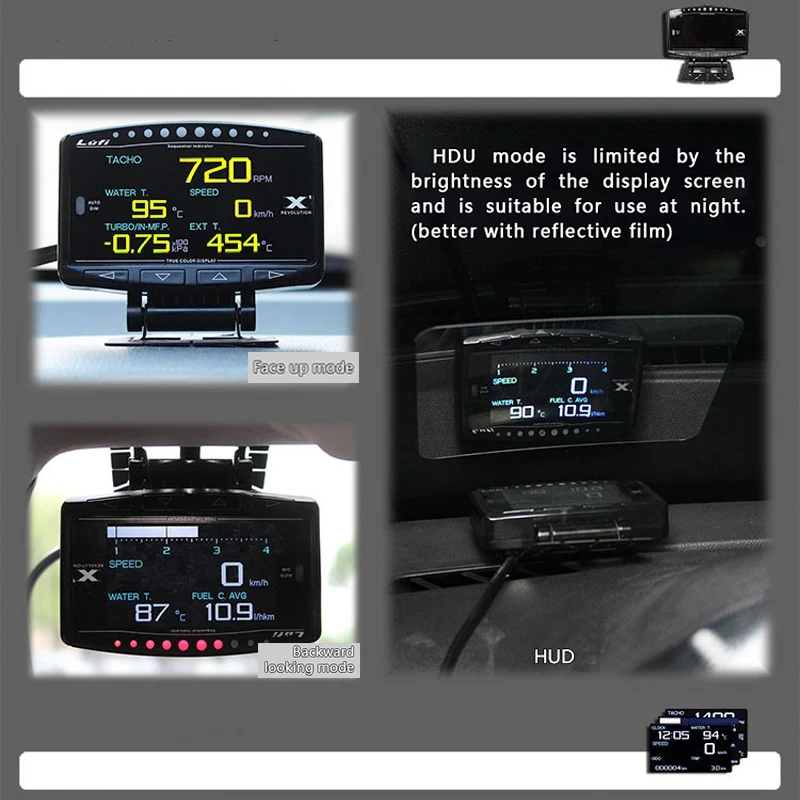 Tachometer Gauge Engine Tachometer Tachometer Meter LUFI X1 English Version OBD2 Plug digital Turbo boost oil pressure temperature gauge car Afr RPM Fuel Speed EXT Oil Meter