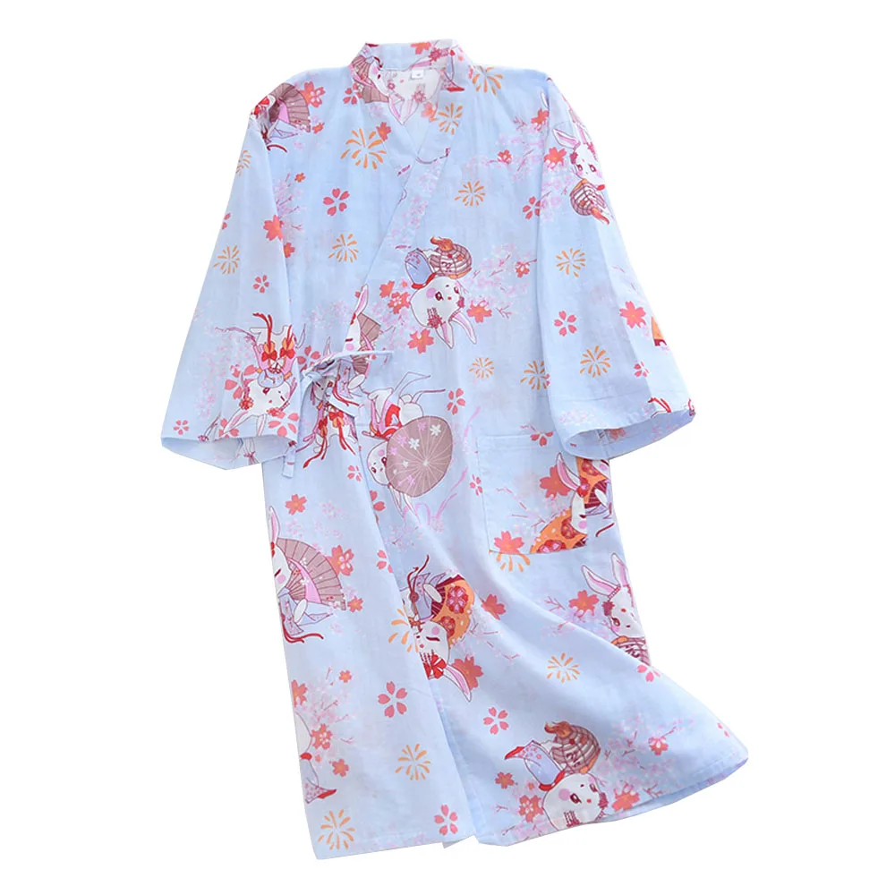 Cotton Robe Long Kimono Japanese Traditional Pajamas Women Night Gown Sleepwear Yukata Comfortable Bathrobe Home Dress