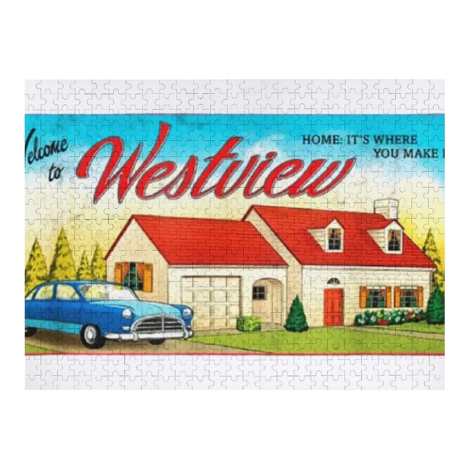 Westview Vintage Sign Jigsaw Puzzle With Photo Custom Gifts Wood Photo Personalized Puzzle 10 sets box mini watch jewelry shop adjustable number pricing cube tags with wood stand price label sign holder