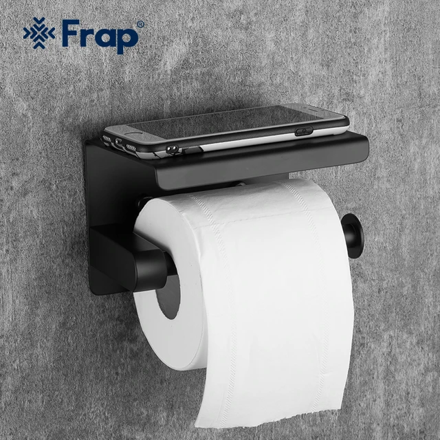 Surface-Mounted Toilet Tissue Dispenser & Utility Shelf, Matte Black