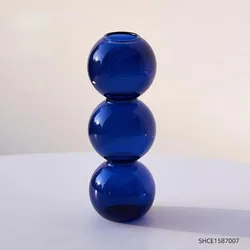 Nordic Glass Vase Decorative Home Accessory & Gift (Dark blue - S)