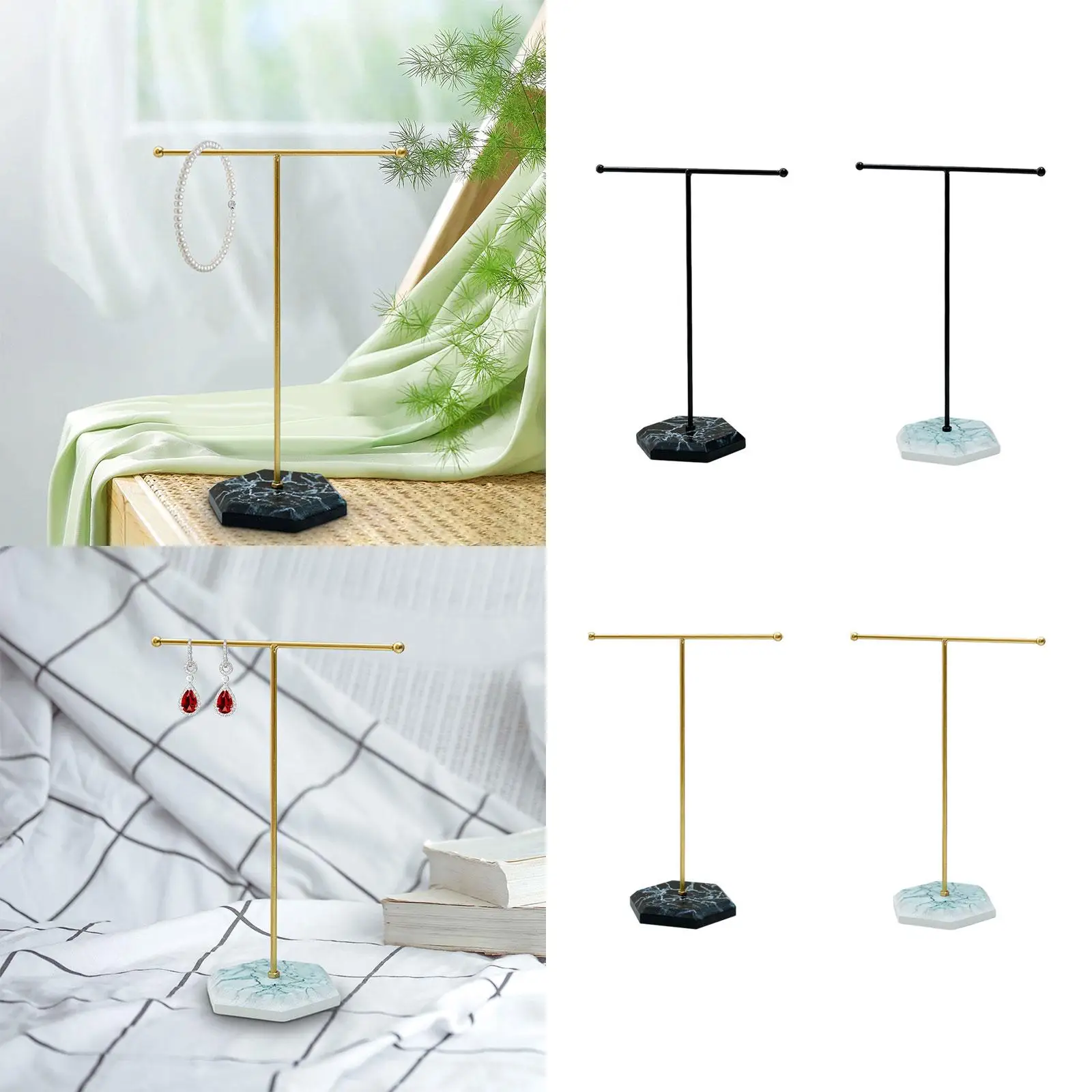 T Bar Jewelry Stand Display Multifunction Jewelry Organizer Holder for Jewelry Props Shopping Mall Dresser Live Broadcasting