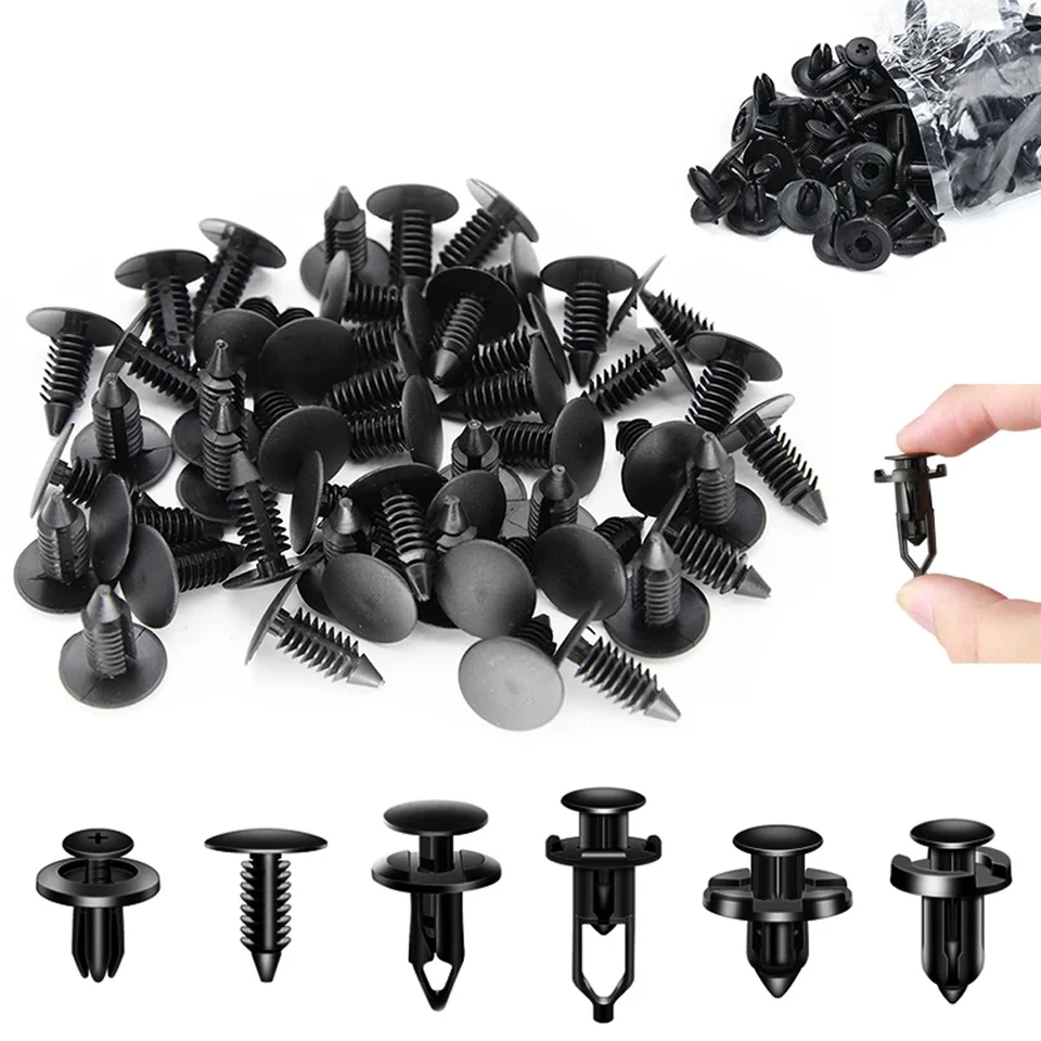 SYEYCW 60 Pezzi Clips Plastica per Auto, Fermagli per Fissaggio Automatico, Quattro Dimensioni da 8 mm a 10 mm, per Bagagliaio, Porta Interna, Pannello, Adatti Alla Maggior Parte dei Veicoli