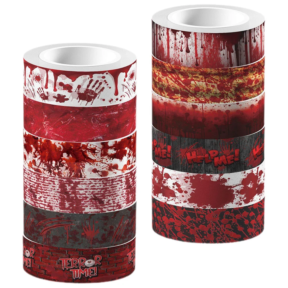 

Halloween Bloody Hand Bleeding Transparent Roll Self-adhesive Washi Tape DIY Handbag Material Pack 12pcs Decor