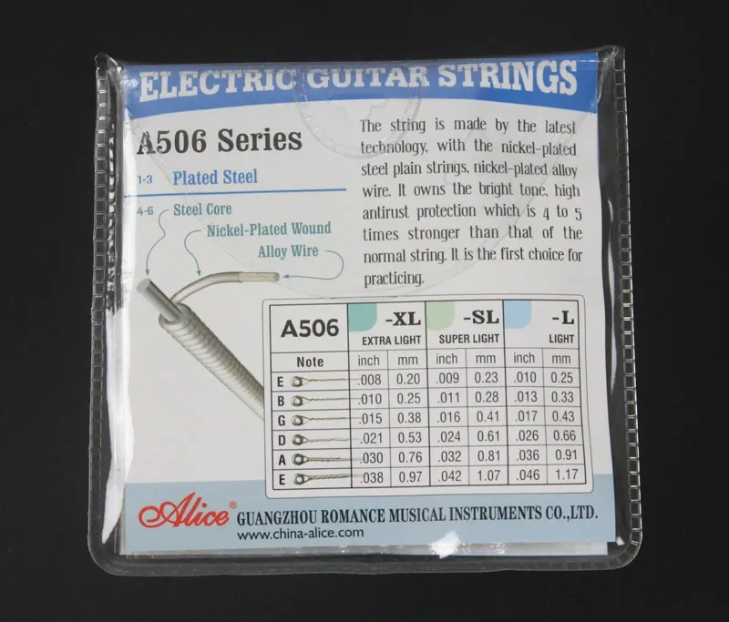 Description Picture 4 of item10 Pack Alice A506 Electric Guitar Strings Coated Steel Core Nickel Alloy Wound A506XL A506SL A506L Optional