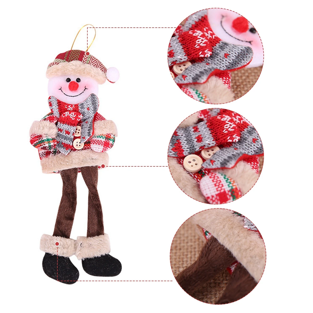 Christmas Tree Accessories Small Dolls Ornaments,Non-woven Cloth Snowman  Santa Elk Bear Puppets Hanging Ornaments Decorations for Christmas Trees  Stairs Windows Indoor and Outdoor 