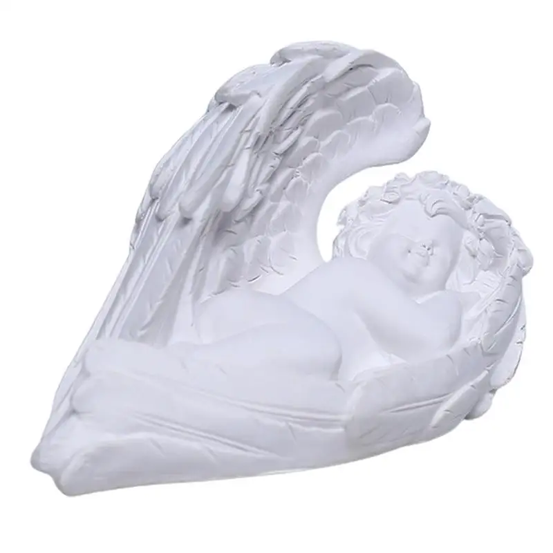 

White Angel Figurine Cherubs Statue Decor Christmas Memorial Sculpture Sleeping Baby Angel Statue Lying Angel Statue