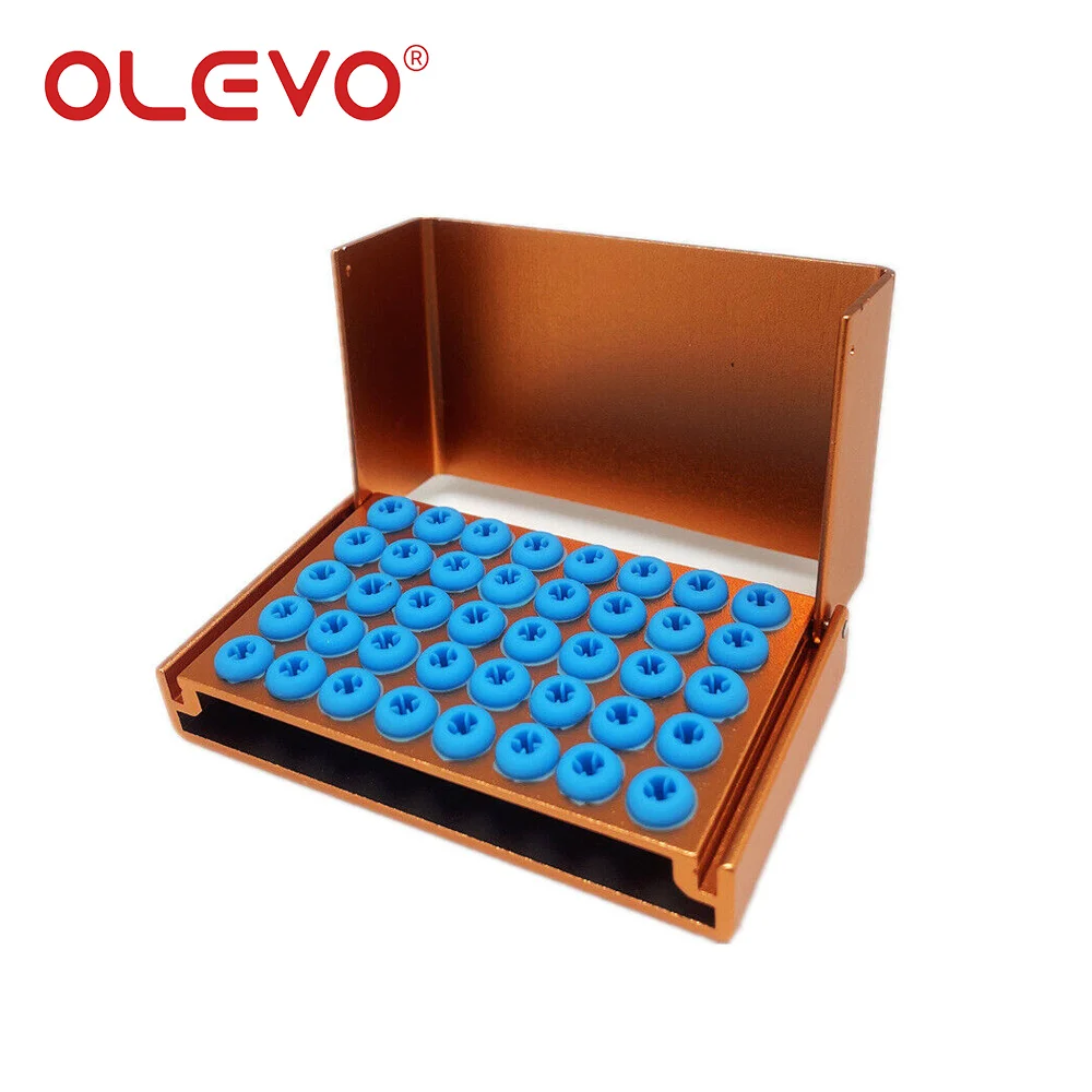 Aluminum Dental Bur Holder Organizer - Autoclavable 40-Slot Disinfection Case