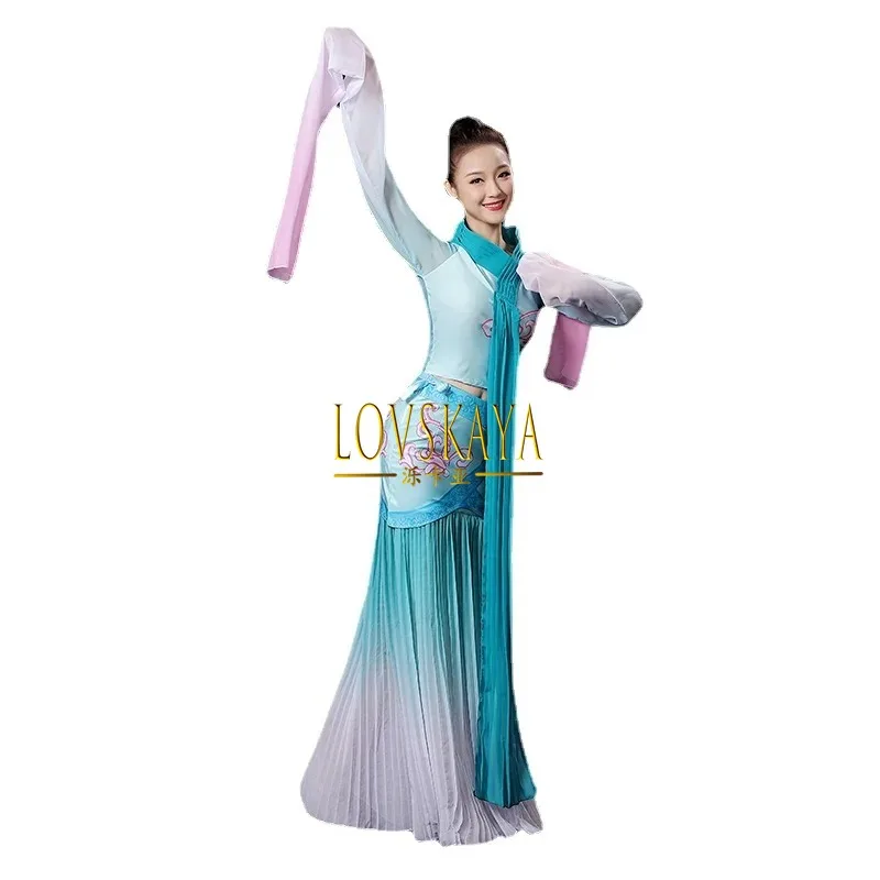 Chinese Style Hanfu Dance Costume National Outfit Classical Water Sleeve Dacne Clothing Traditional Yangko Costume