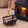 Miniature Bonfire Black Metal Firewood Rack Model For Dollhouse Fireplace Scene Decoration Accessories 2