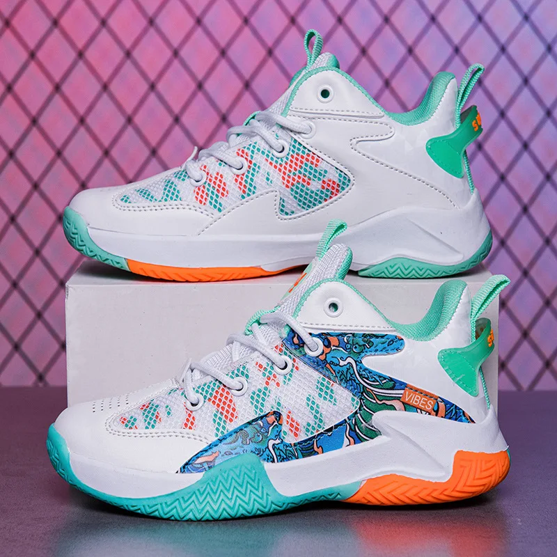 

PU Breathable Boys Children's Basketball Shoes Leisure Sports Fashion Kids Sneakers Size 30-40