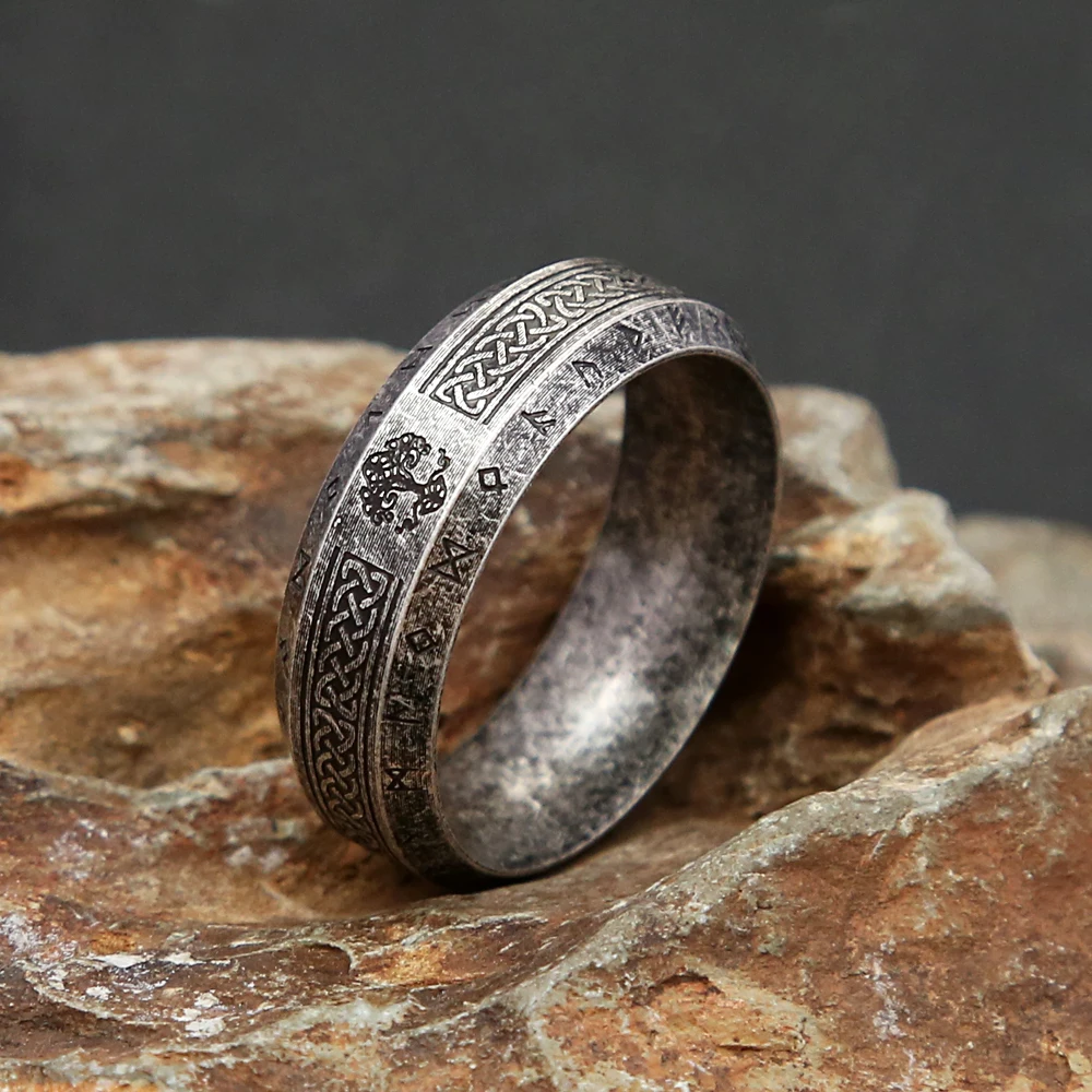 Stainless Steel Ring Fashion Vintage Nordic Tree of Life Ring for Men Women Viking Rune Biker Amulet Jewelry Gift
