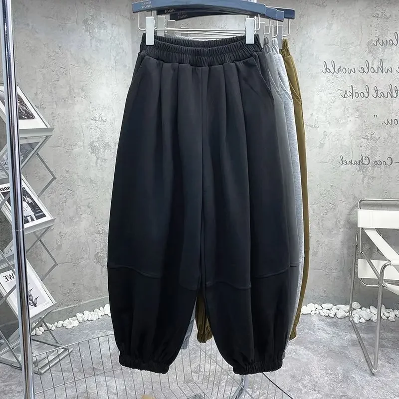 Deeptown Vintage Oversized Black Harem Pants Women Grey Sweatpants Harajuku Streetwear Fashion Trousers Casual Loose Fall Winter