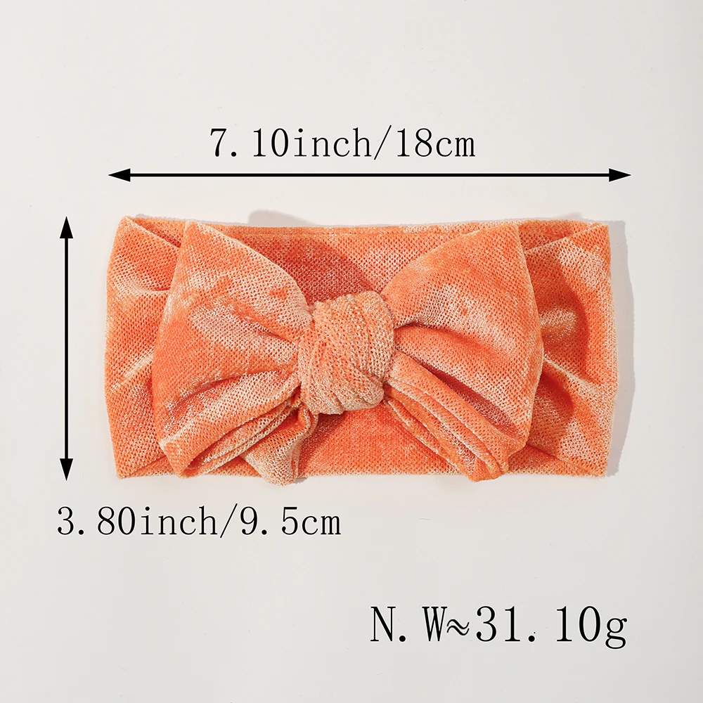 Baby Girls Headbands Elastic Soft Nylon Velvet Bow Headband For Newborn Handmade Bow Turban Infant Hair Accessories Headwear 4