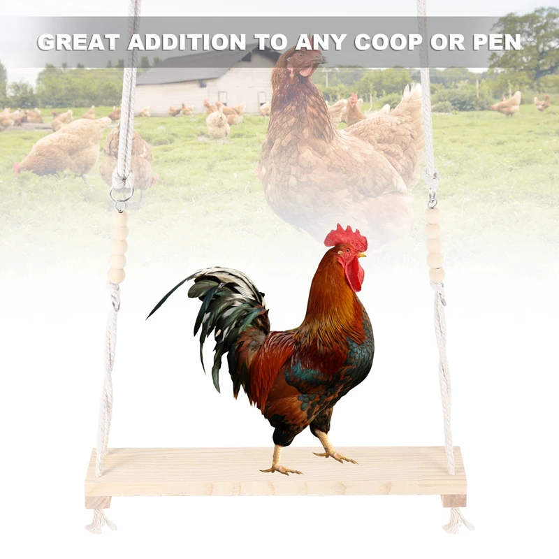Chicken Swing Toy For Coop Natural Safe Wooden Accessories Large Durable Perch Ladder For Poultry Run Rooster Hens