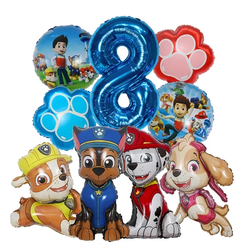 9-teiliges PAW Patrol Ballon-Set für Geburtstagsdekoration, Aluminiumfolie Digitalballons mit Chase, Marshall, Skye, Kinder-Partyzubehör und Spielzeug – Detail 9