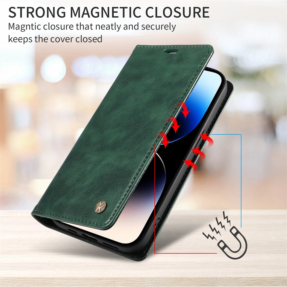 Luxury Magnetic Leather Flip Wallet Case - Premium Cover